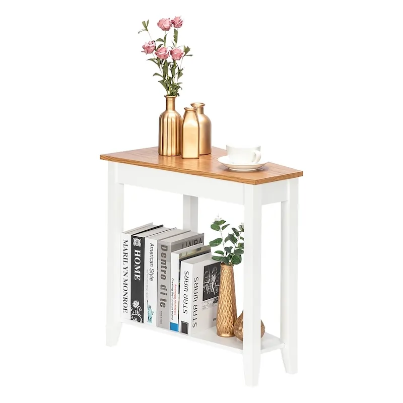 MDF 24  Wide 2-Tier Narrow Nightstand Sofa Table White