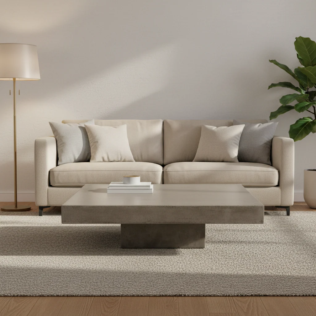 Grey Concrete Square Coffee Table – 12H x 43W x 43D