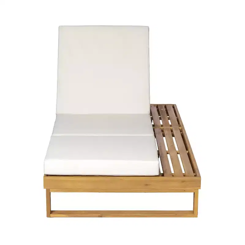 Christopher Knight Home Hudson Patio Modern Acacia Wood 4-Position Adjustable Chaise Lounge with Cushion