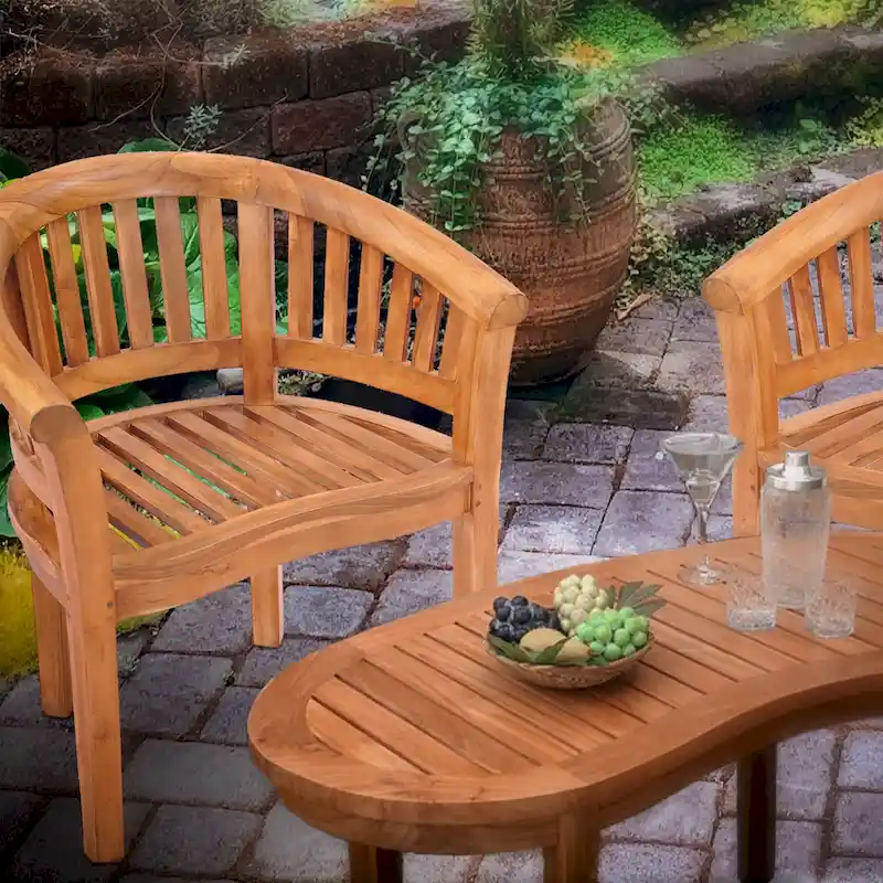 Chic Teak Peanut Teak Wood Indoor/ Outdoor Dining Arm Chair