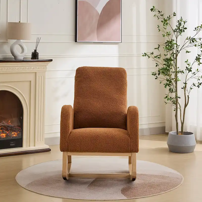 27.2 W Upholstered Rocking Accent Armchair with Side Pocket