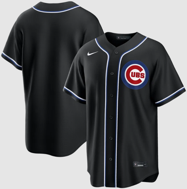 Chicago Cubs Black Carbon Blank Jersey
