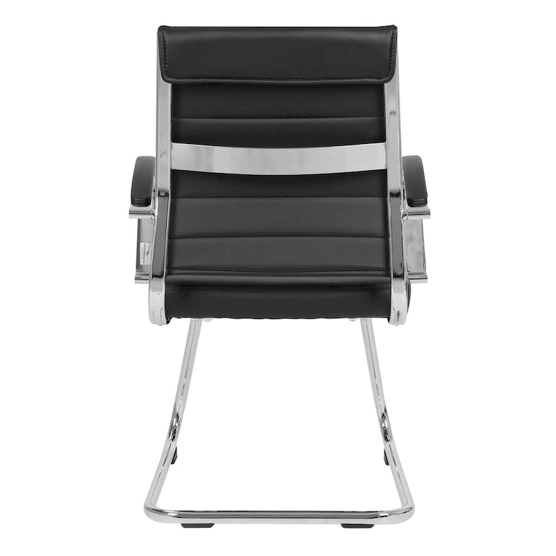 Leather Office Chair with Stainless Steel Sled Base Benmar Series by LeisureMod