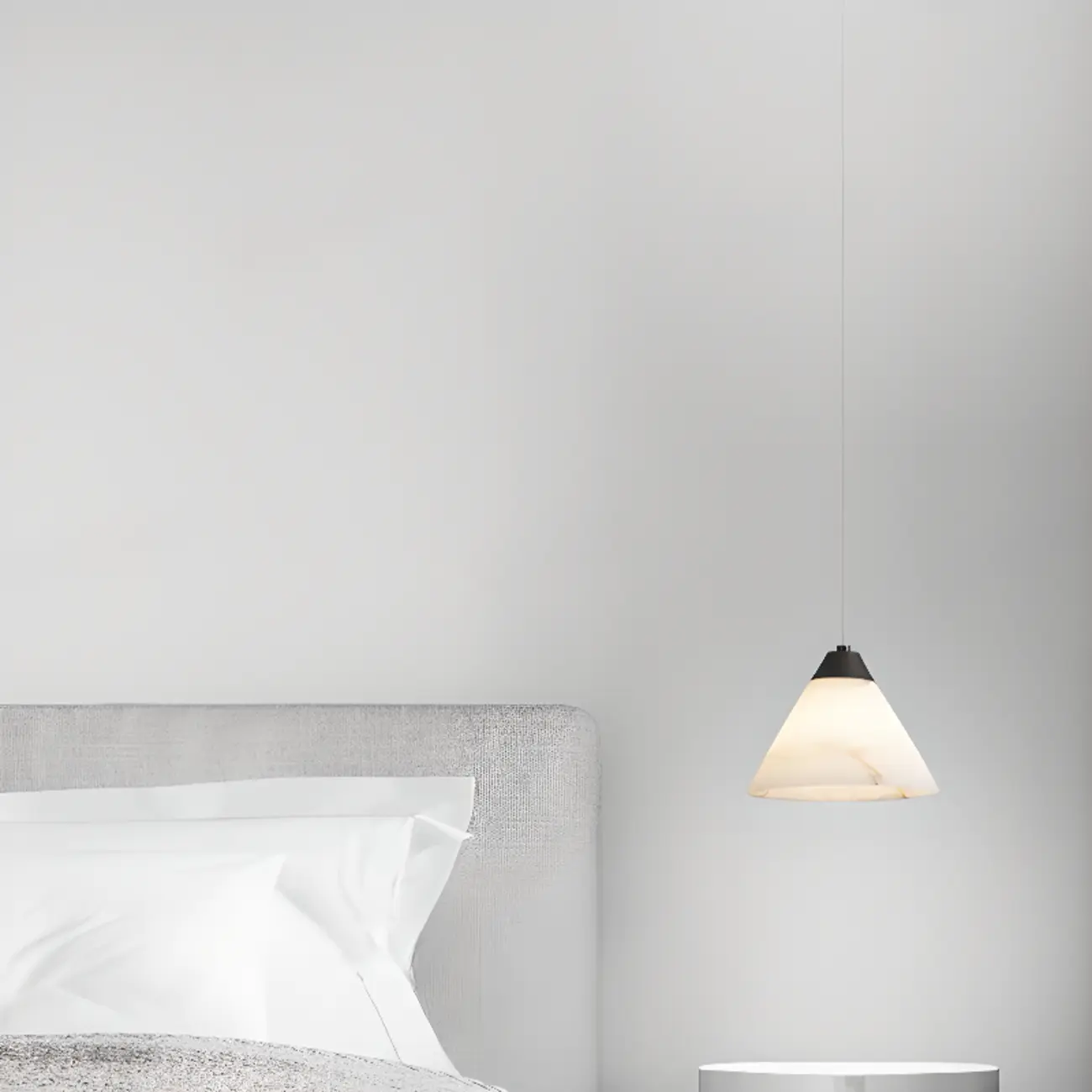 Modern Conical Alabaster White Bedroom Pendant Light