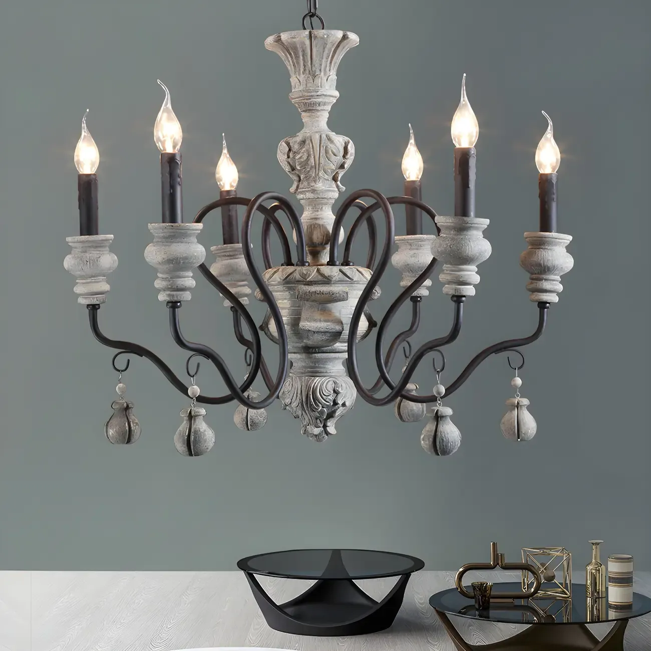 Black Classical Metal Crystal Chandelier Vintage Design