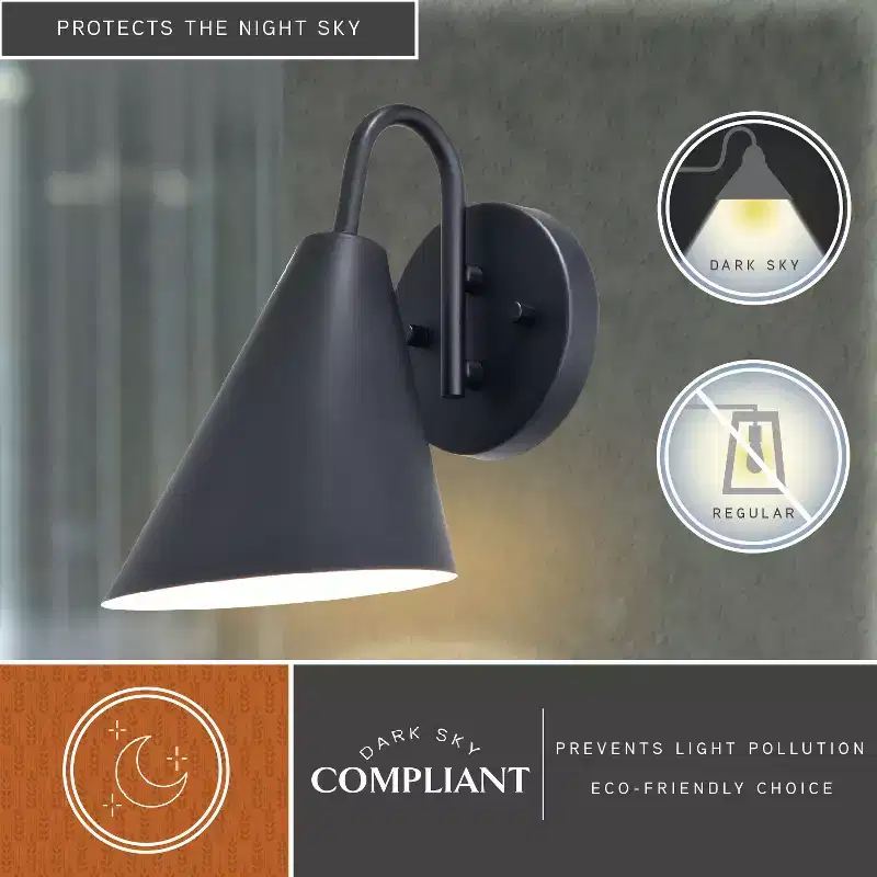 VAXCEL Hanson Steel 1 Light LED Compatible Matte Black and White Contemporary Dark Sky Indoor Outdoor Wall Sconce