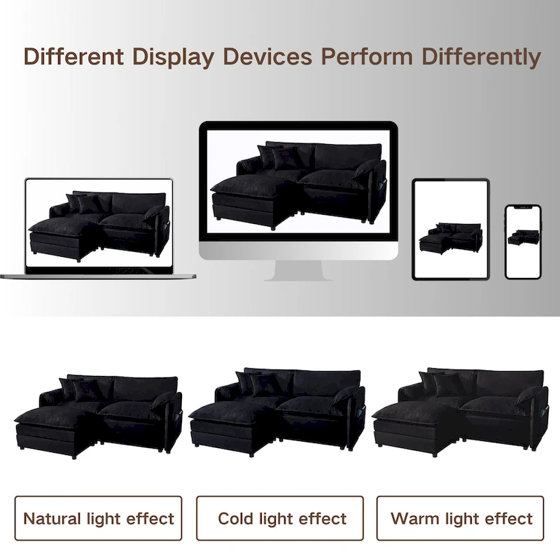 2-Piece 75.59  Chenille Cloud Loveseat Sofa Set with Deep Seat and 4 Pillows