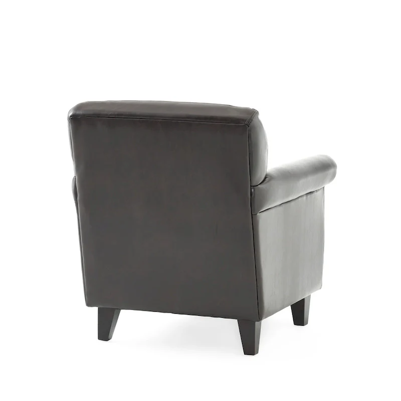 Veronica Tufted Brown Leather Club Chair by Christopher Knight Home