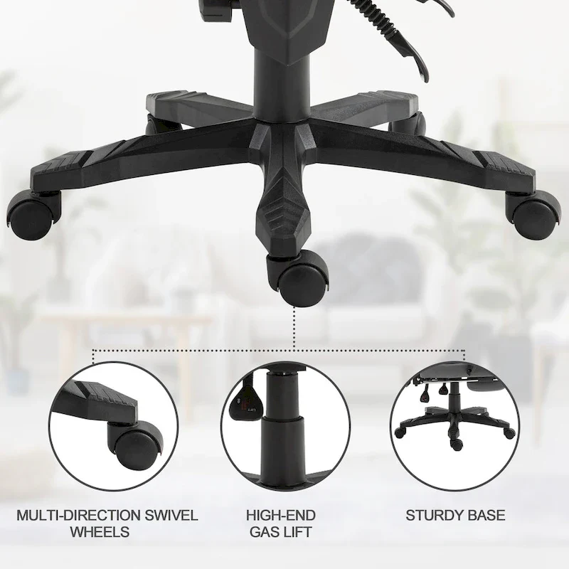 Home Office Chair Adjustable Height Recliner with Retractable Footrest, Mesh Back