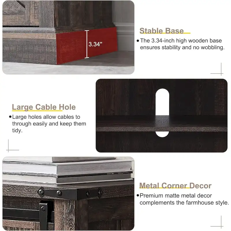 Farmhouse Wood TV Stand, Rustic Entertainment Center, Console Cabinet - n/a