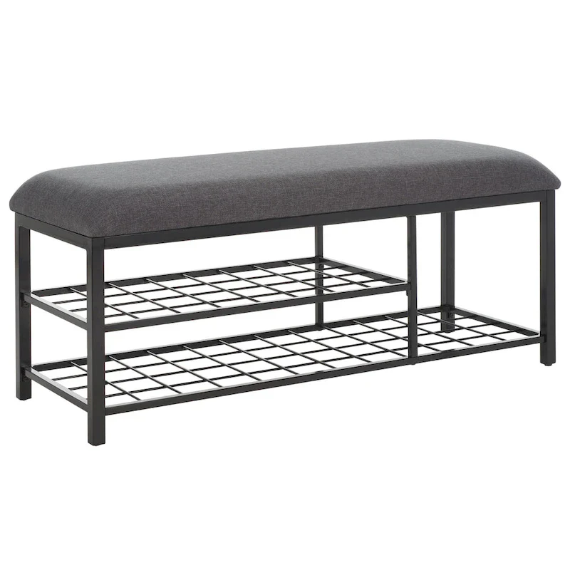 SAFAVIEH Yael Open Shelf Bench with Cushion - 42 W x 15 D x 18 H - 42Wx15Dx18H