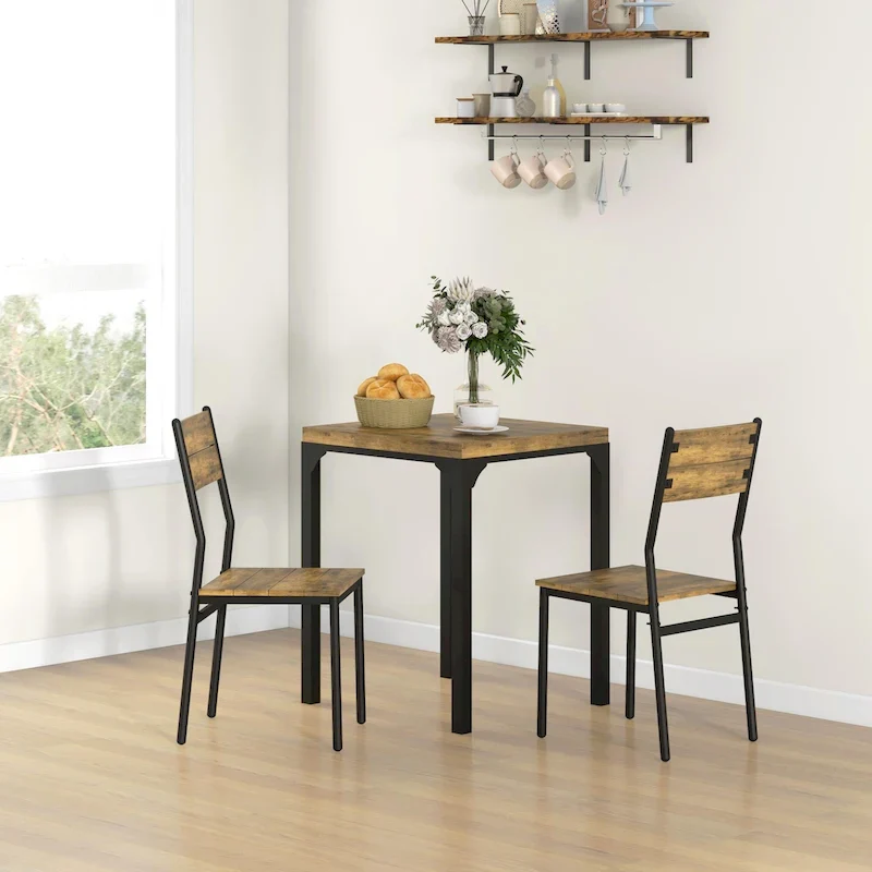 HOMCOM 3 Piece Dining Table Set for 2, Modern Kitchen Table and Chairs, Dining Room Set for Breakfast Nook, Small Space