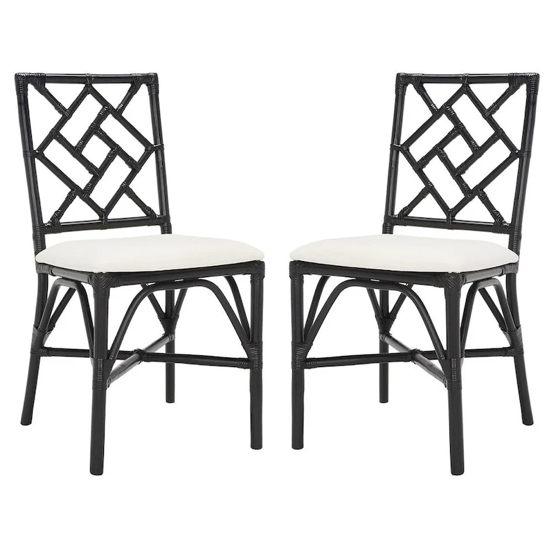 SAFAVIEH Maye Rattan Accent Chair with Cushion (Set of 2) - 18.5  W x 20.9  L x 35.8  H - 19Wx21Dx36H