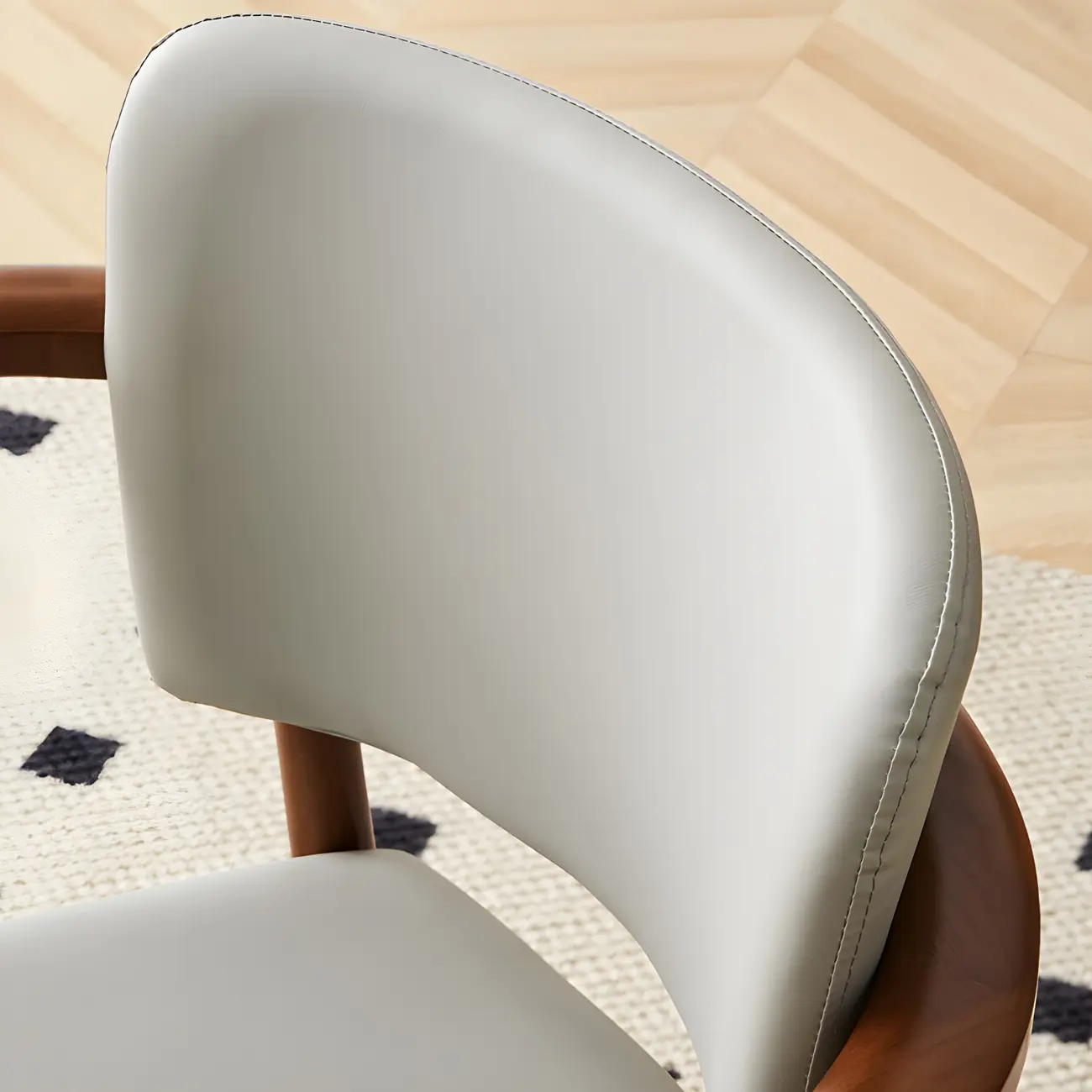 Modern Upholstered Rubberwood Arm Dining Chair Set of 2