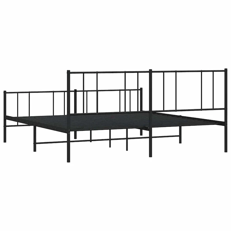 vidaXL Metal Bed Frame with Headboard, No Mattress