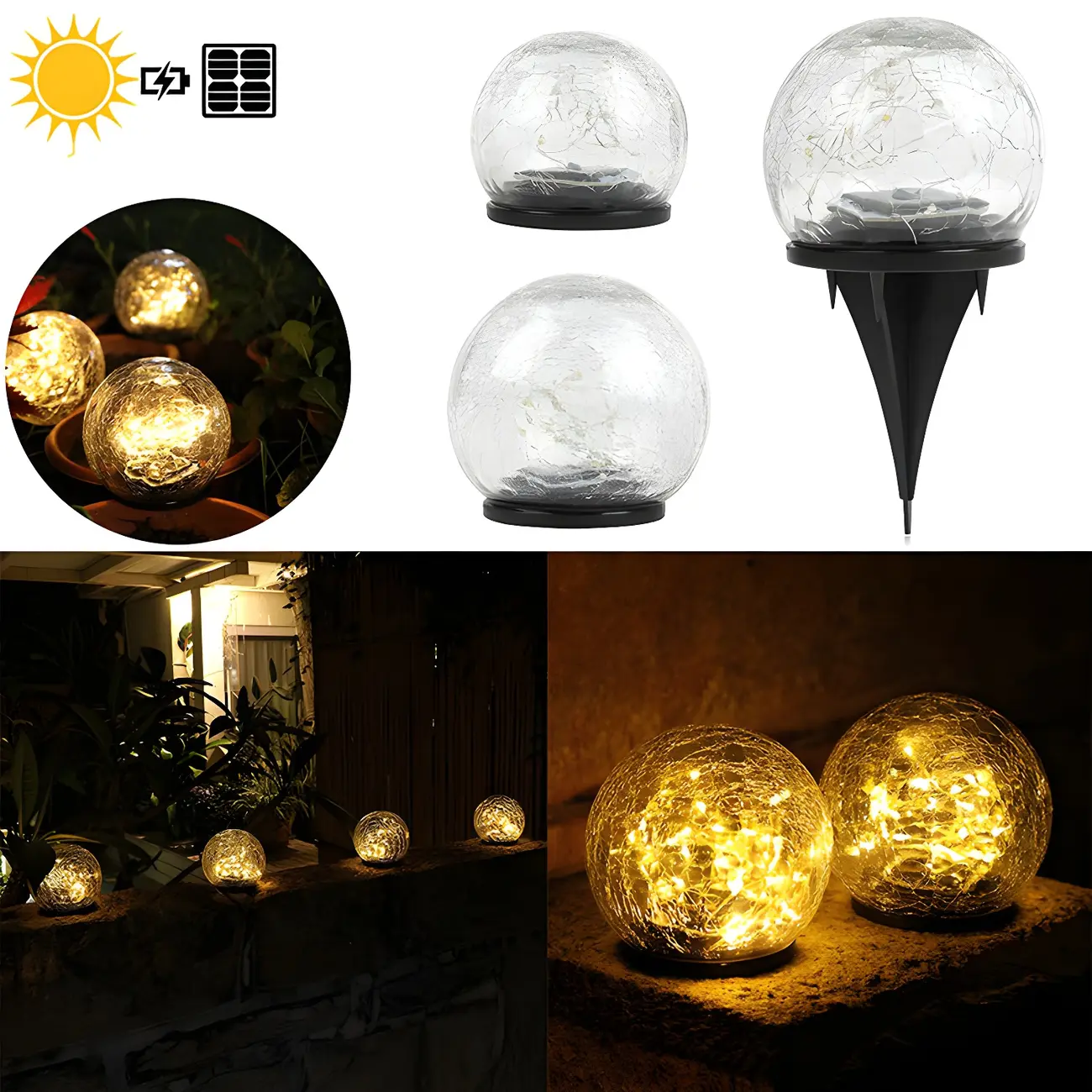 Simplicity Crackle Glass Ball Landscape Lighting