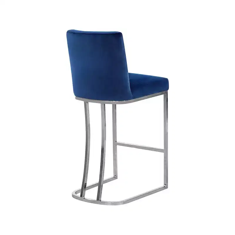 Meridian Furniture,Heidi Navy Velvet Stool
