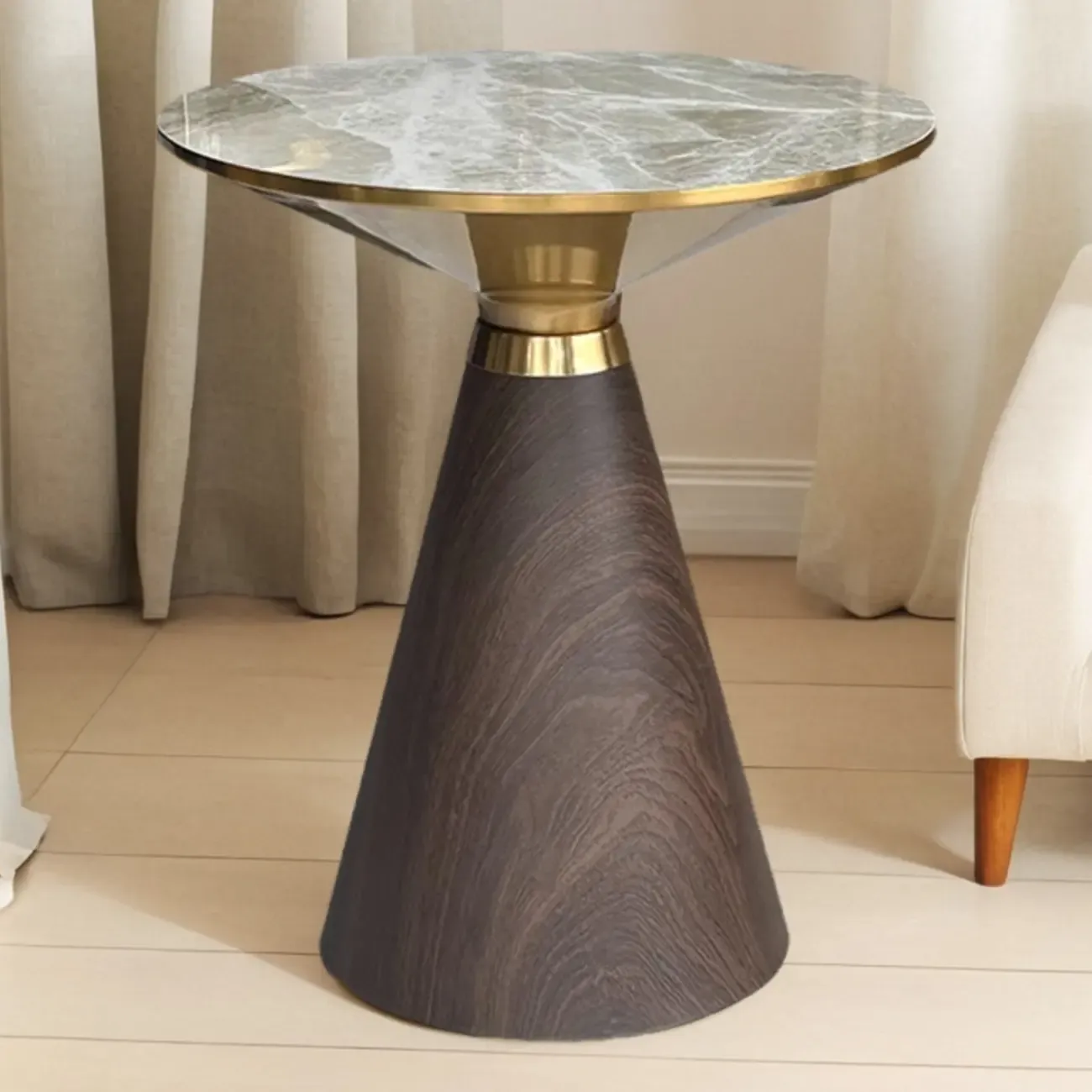 Glam Chairside Metal Round End Table for Living Room