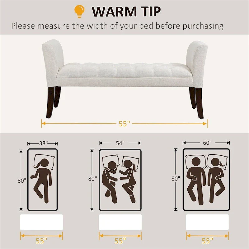 End of Bed Bench with Button Tufted Design,Upholstered Entryway Bench