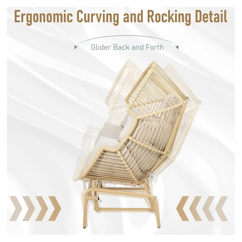 Patio Glider Egg Chair with Ottoman - Yellow