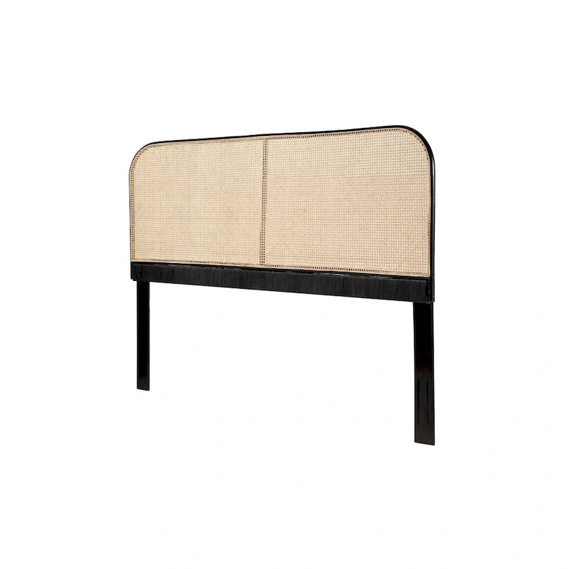 Natural Cane & Teak Wood Curved Headboard – Queen / King – Sleeps 2