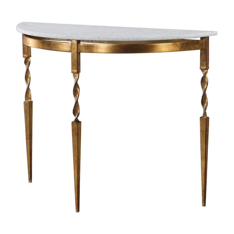 Imelda 40 Long Marble Top Iron Console Table