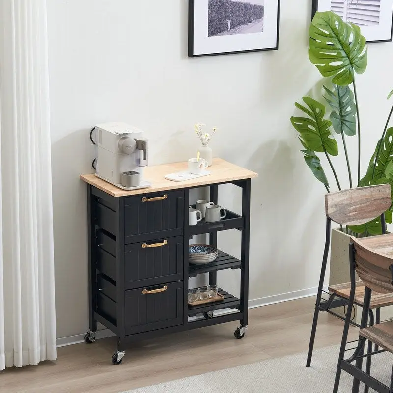 Three Drawers Three Layers Spray Paint Dining Car Kitchen Carts