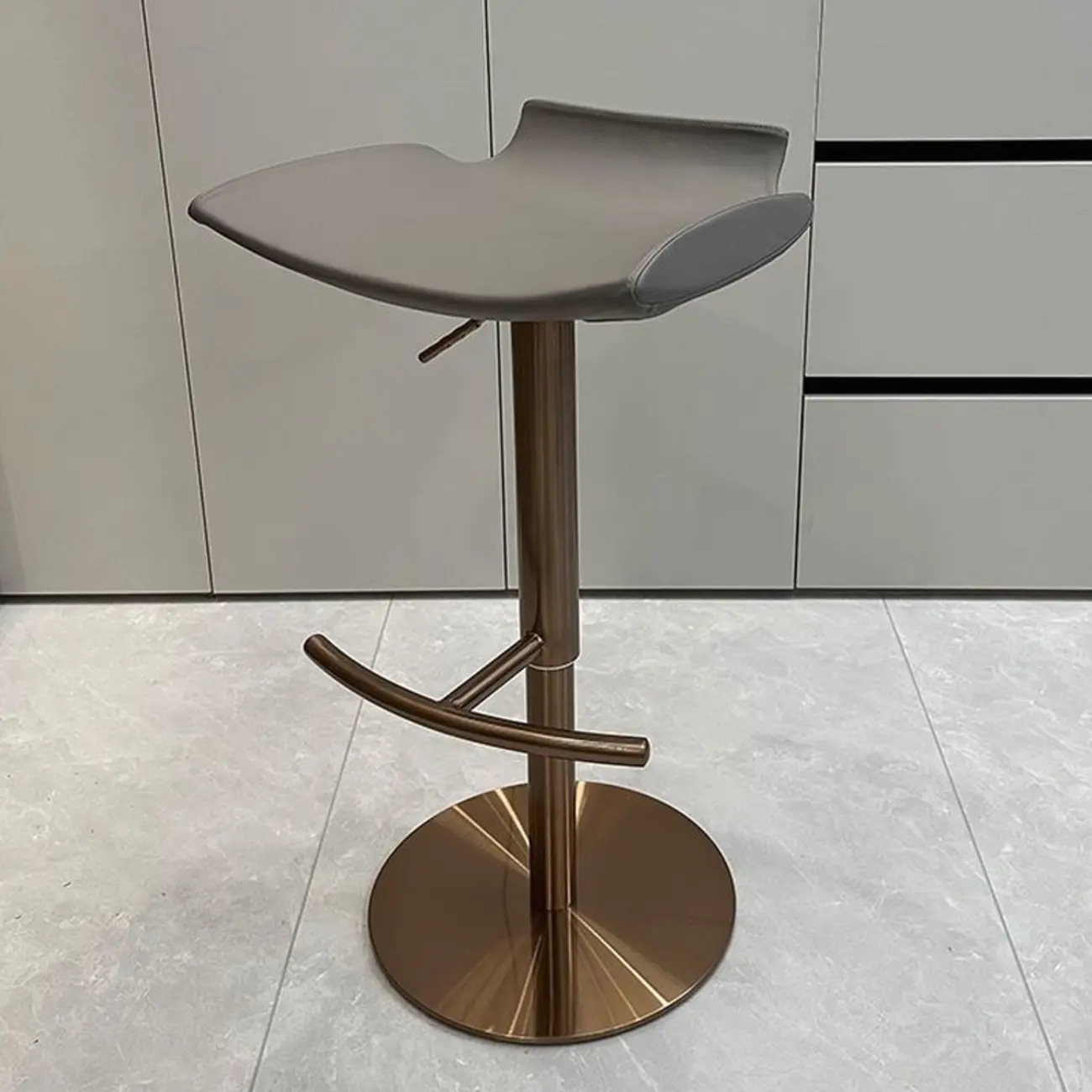 Modern Adjustable Faux Leather Swivel Bar Stools
