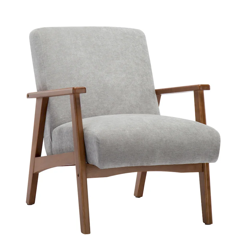 Porthos Home Sena Accent Chair With Wooden Legs & Suede Upholstery