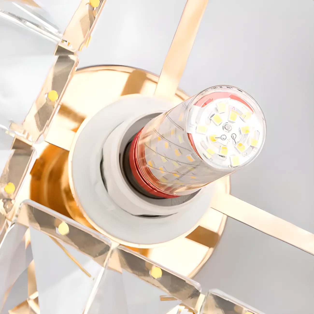 Stylish Square Crystal Semi-Flush LED Ceiling Light