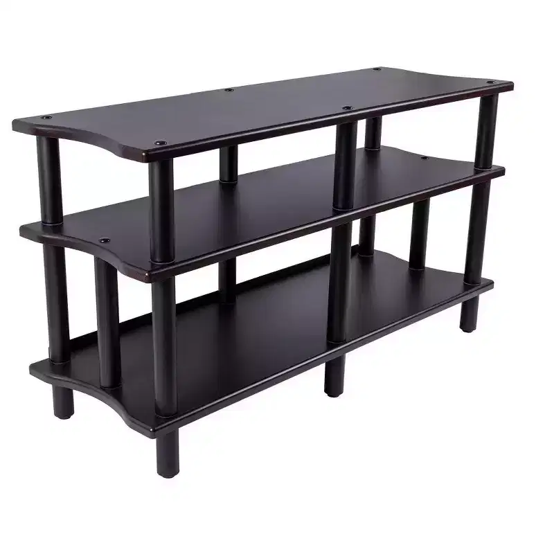 Monolith Double-Wide 3-Tier AV Stand Espresso 300LBS Weight Capacity Per Shelf Organize and Display AV Components Home Theater or Entertainment System