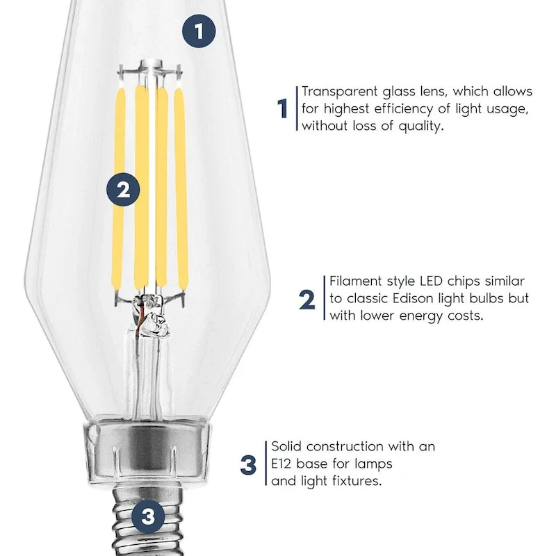 Luxrite E12 Candelabra LED Light Bulbs 60 Watt Equivalent, 2700K Warm White, Enclosed Fixture Rated, Dimmable...