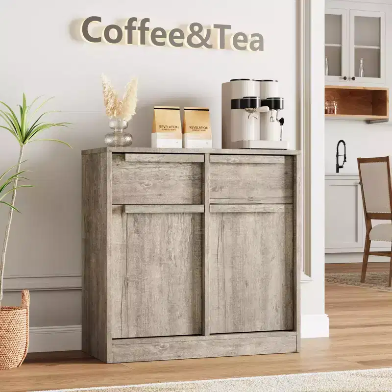 Sideboard Buffet Cabinet with 4 Drawers, 62.4 Large Coffee Cabinet with Storage, Modern Storage Buffet Table for Kitchen Dining Room, Living Room