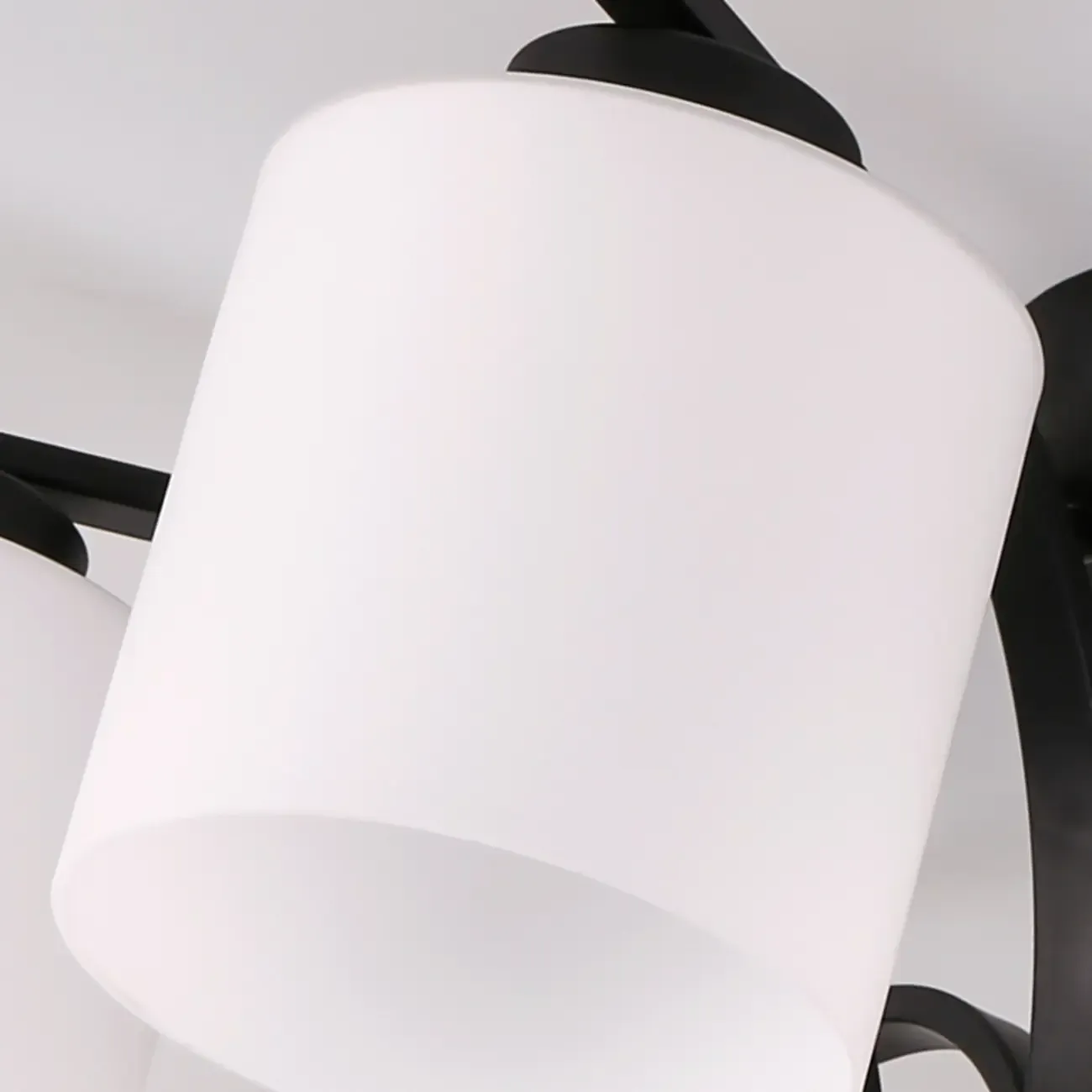 Traditional Black Cylinder Glass Semi-Flush Mount Ceiling Light