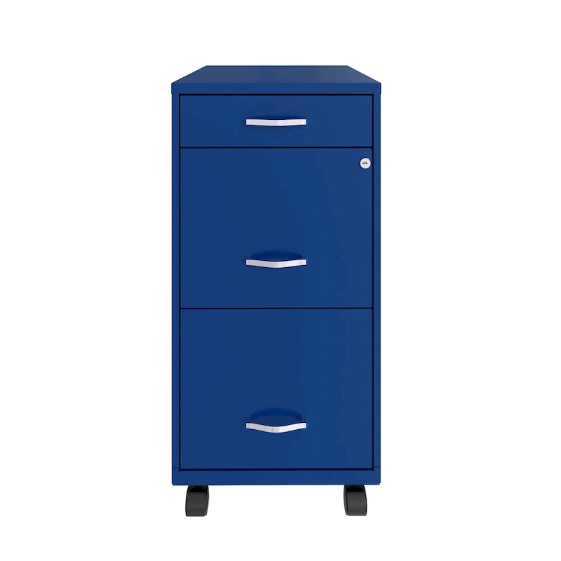 Space Solutions 18 Deep 3 Drawer Mobile File Cabinet, Classic Blue