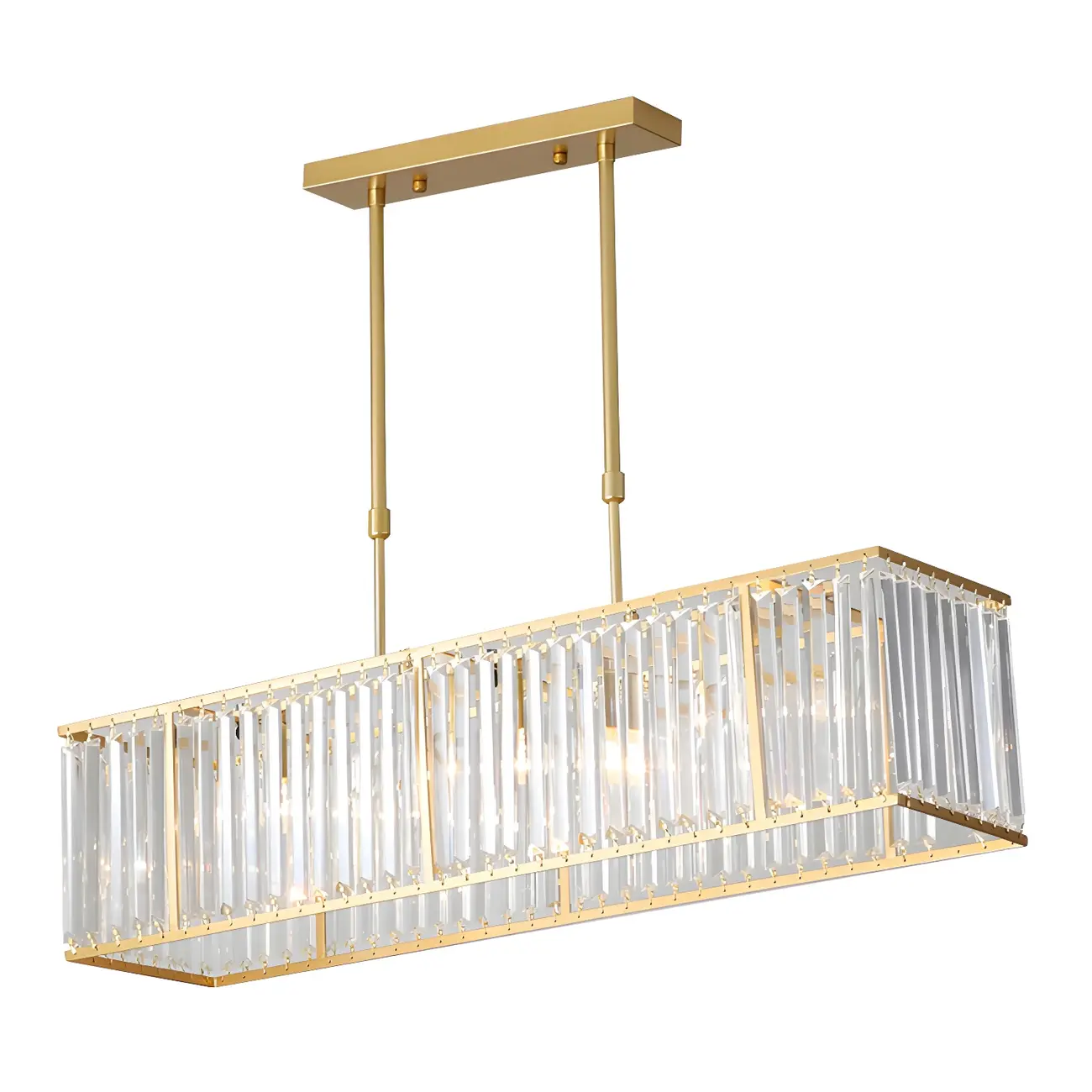 Luxury Crystal Gold Rectangle Island Pendant Light