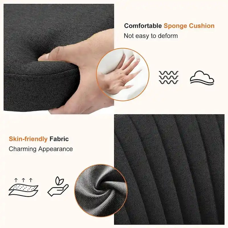 Office Chair with Wheels, Adjustable Height Fabric Upholstered Computer Desk Chair Swivel