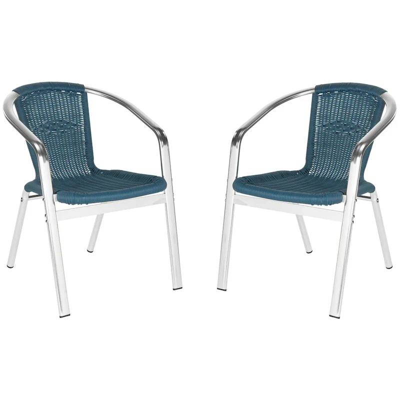 SAFAVIEH Wrangell Grey Indoor/Outdoor Stackable Chairs (Set of 2) - 22W x 23D x 28H