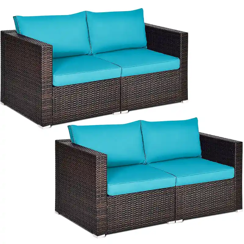 Costway 4PCS Patio Rattan Corner Sofa Sectional Furniture Set - See Details