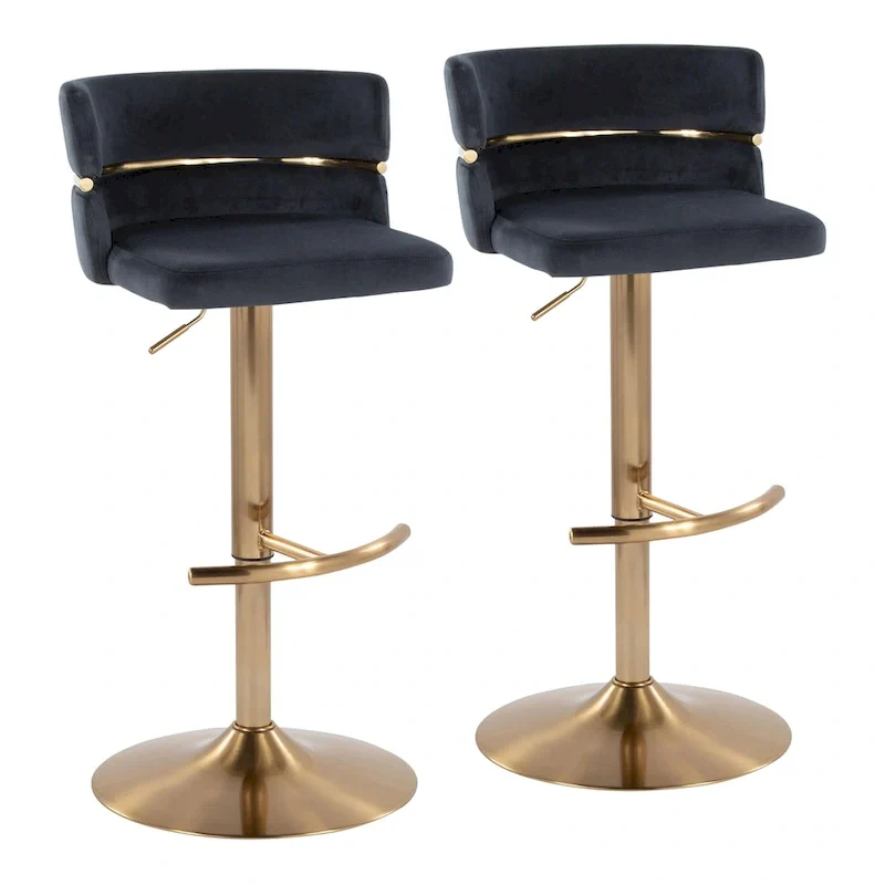 Adjustable Bar Stools with Rounded T Footrest Set of 2