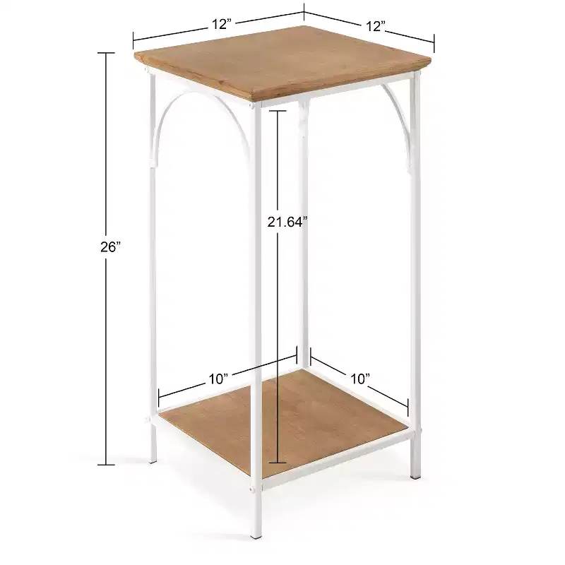 Kate and Laurel Anthea Square MDF Tea Table, 12x12x26, Rustic Brown and White