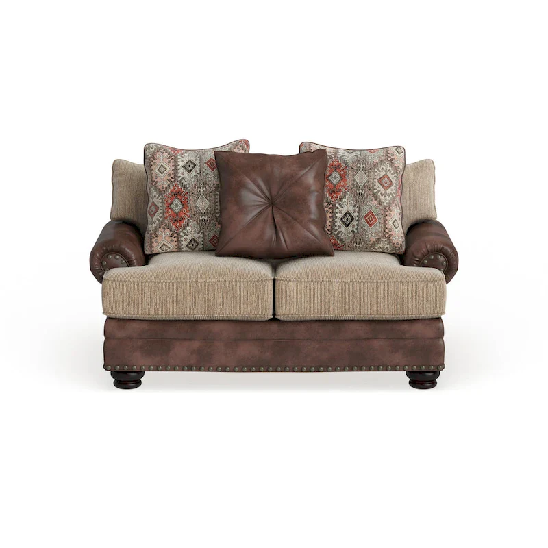 Dhirendra Traditional Brown Faux Leather Loveseat by Furniture of America