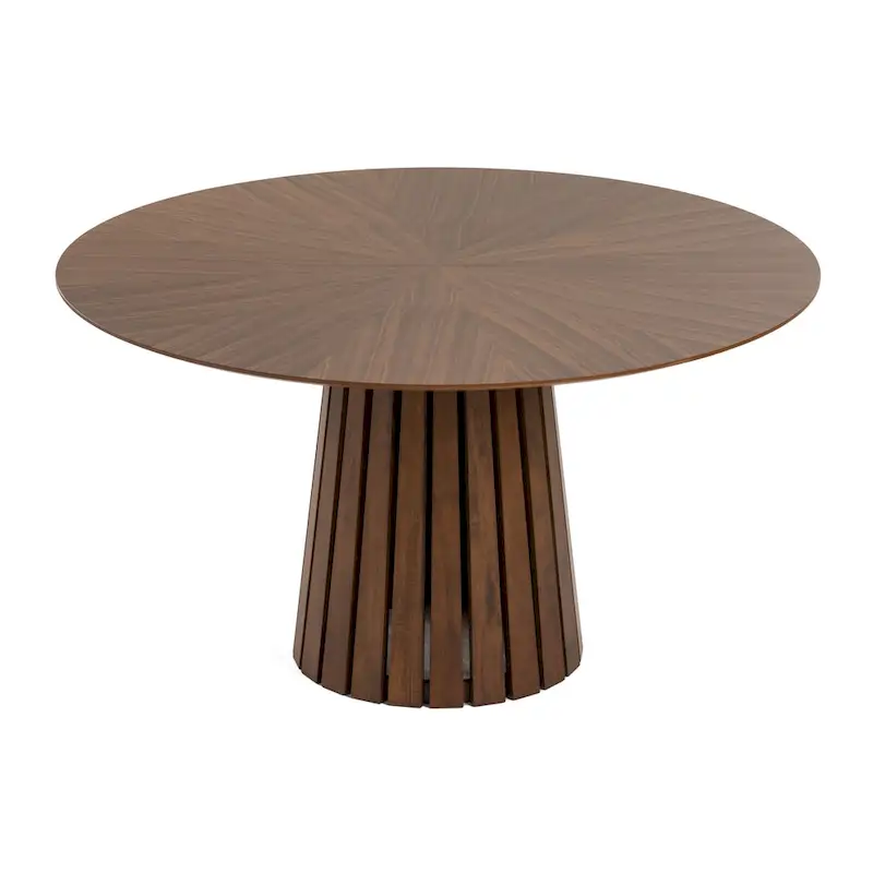 Round Dining Table with Pedestal Base - Walnut Brown, 54