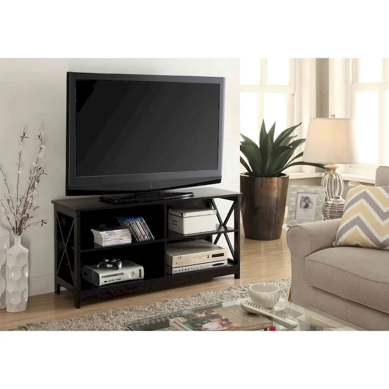 Black / White / Espresso / Grey / Cherry Black – X-Frame 5-Shelf TV Stand, Fits TVs up to 55