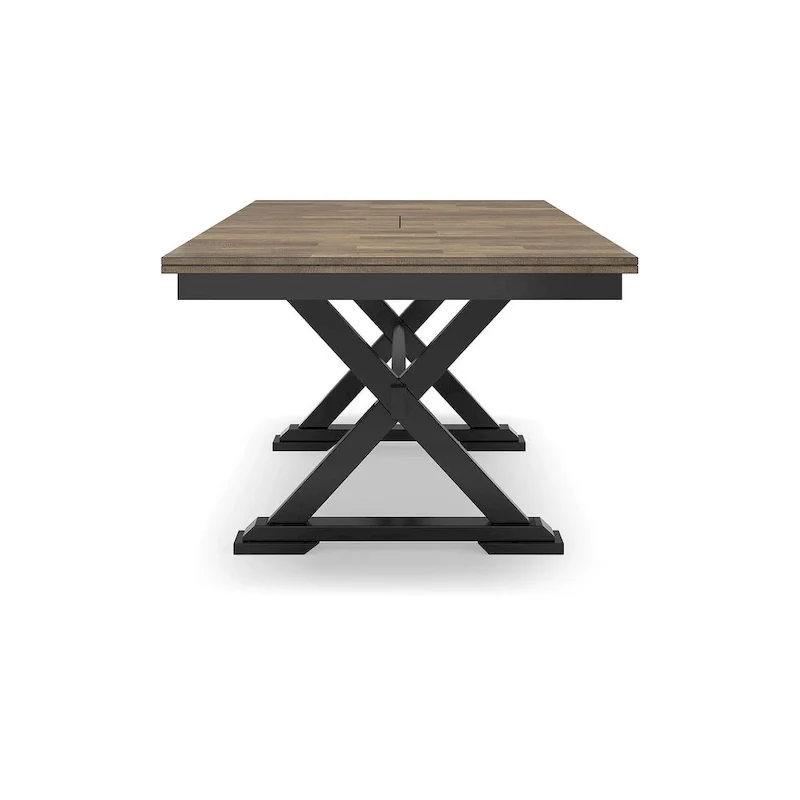 Brown and Black Extension Dining Table Seats 8