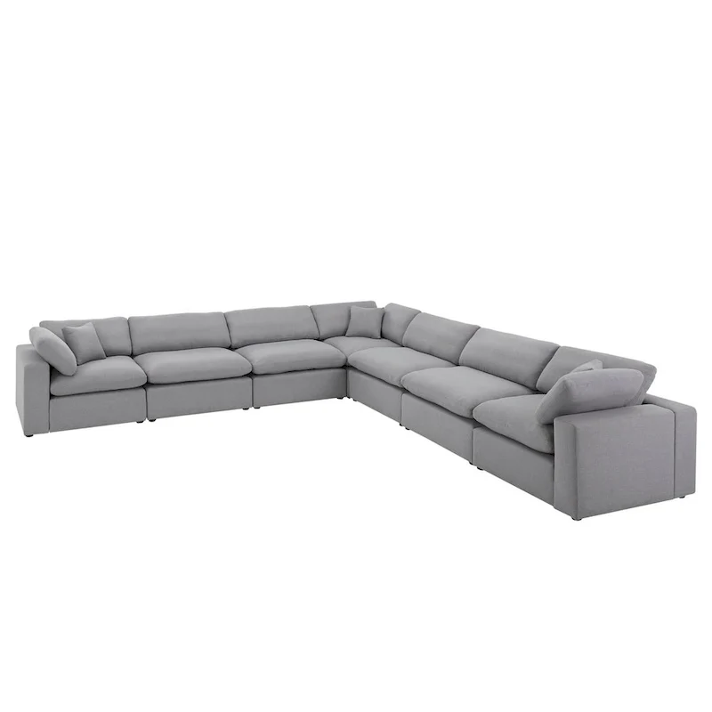Anka Grey Linen Down Filled Cushioned 7-Seat Sectional Sofa by iNSPIRE Q Modern