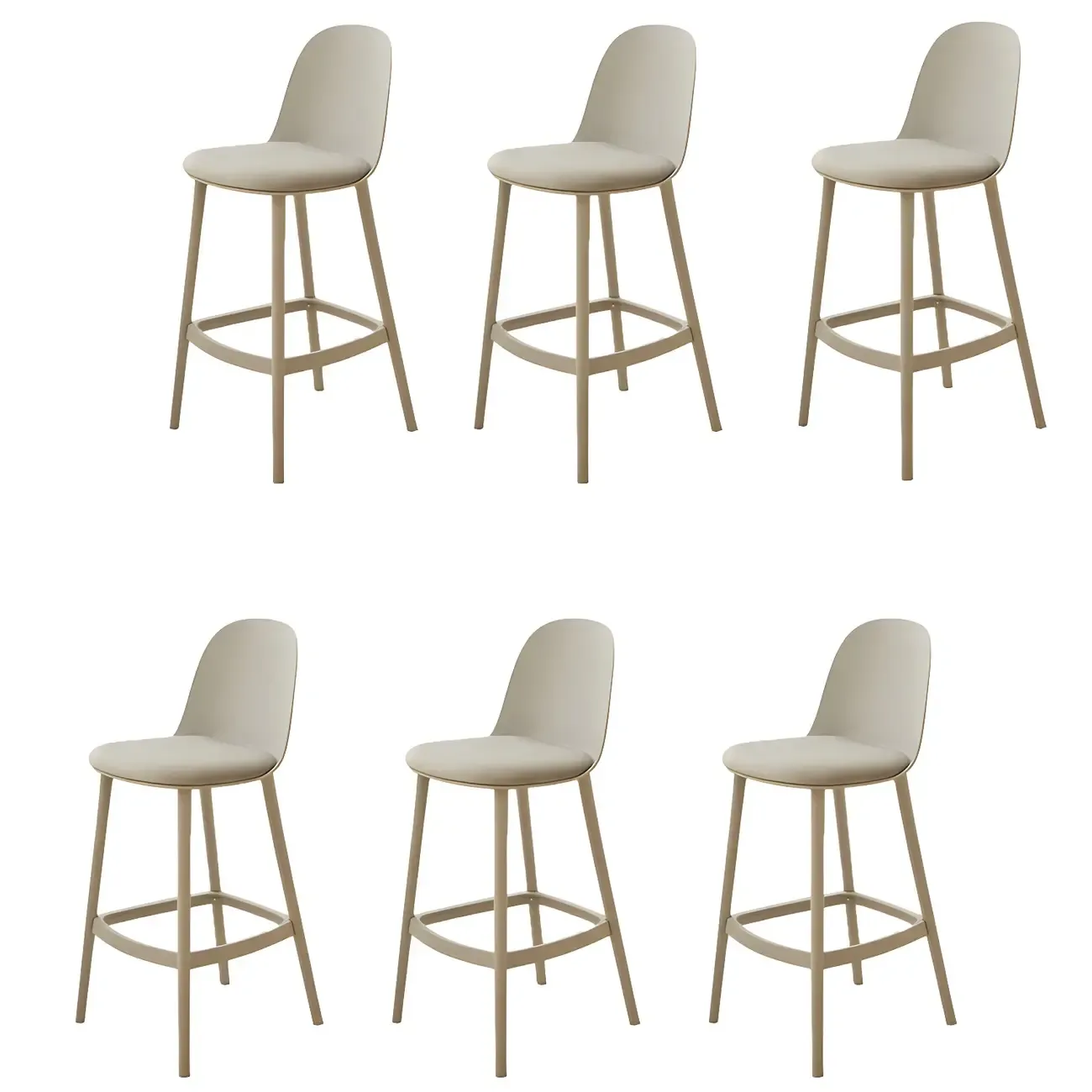 Modern Plastic Upholstered Bar Stool with Footrest