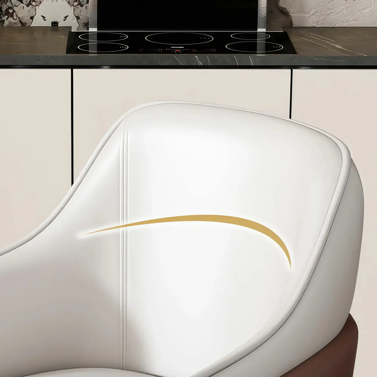 Modern Genuine Leather Sloped Arms Low Back Dining Chair