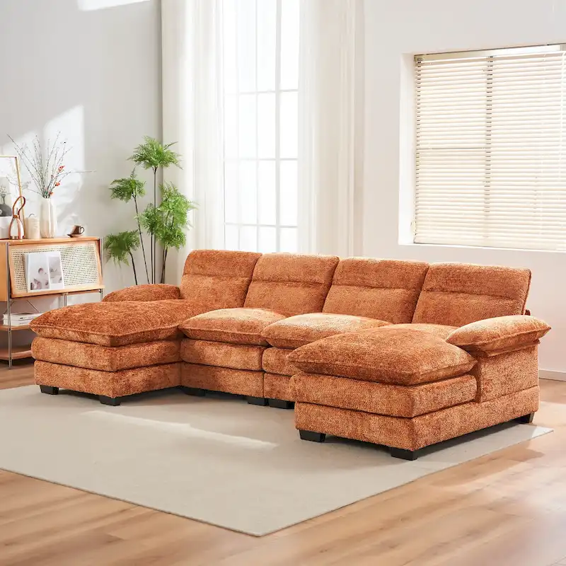 U-Shaped Chenille Sofa