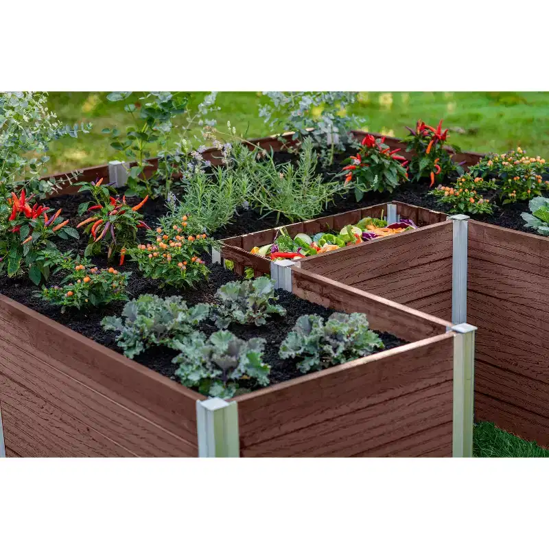 Vita 72"x72" Vinyl Urbana Keyhole Raised Garden Bed Espresso: UV & Weather-Resistant